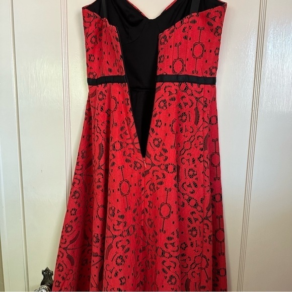 ASOS Dress Spaghetti Strap Red Floral Corset Bodice Sz 0 - Picture 6 of 11
